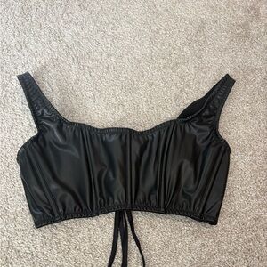 Victoria’s Secret  Black Lace-Up Faux Leather Bra Top